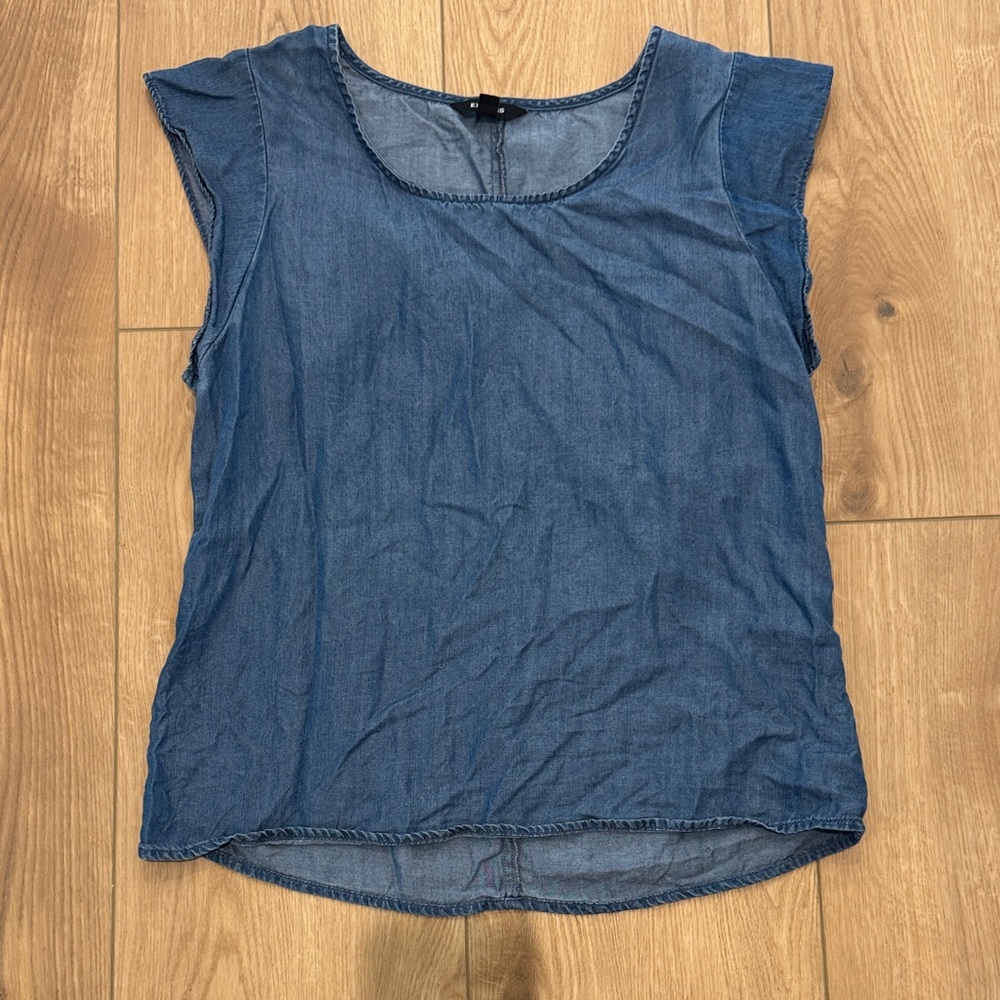 Express Denim Blue Cap Sleeve Blouse